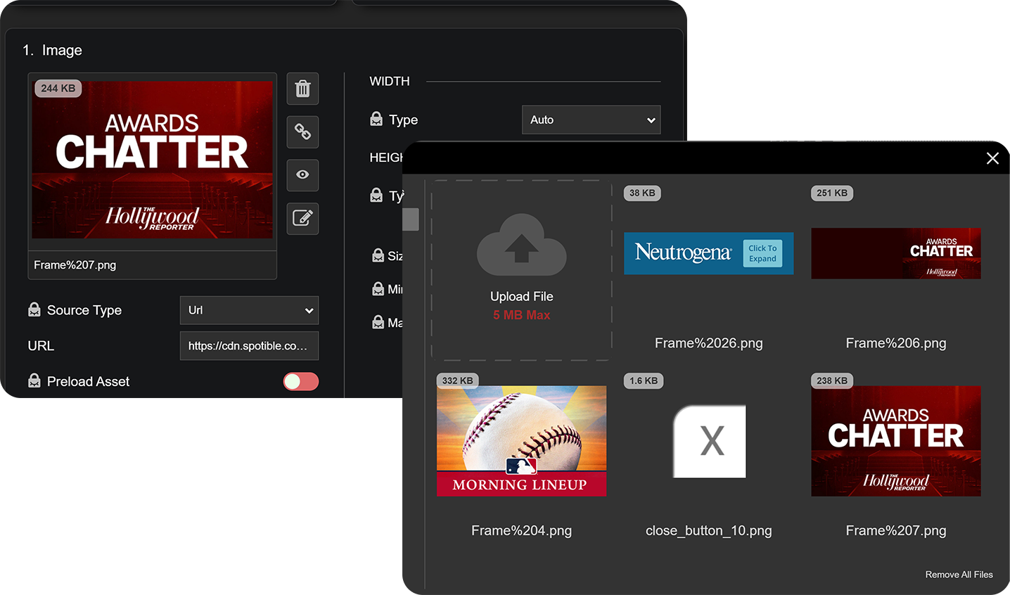 Upload or link premade assets. Automatically compress and transcode multimedia
